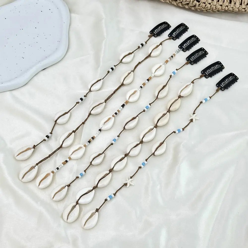 Bohemian Shell Tassel Hair Clip | 6 Styles Beaded Conch Pendant Shell Hair Clip QXL