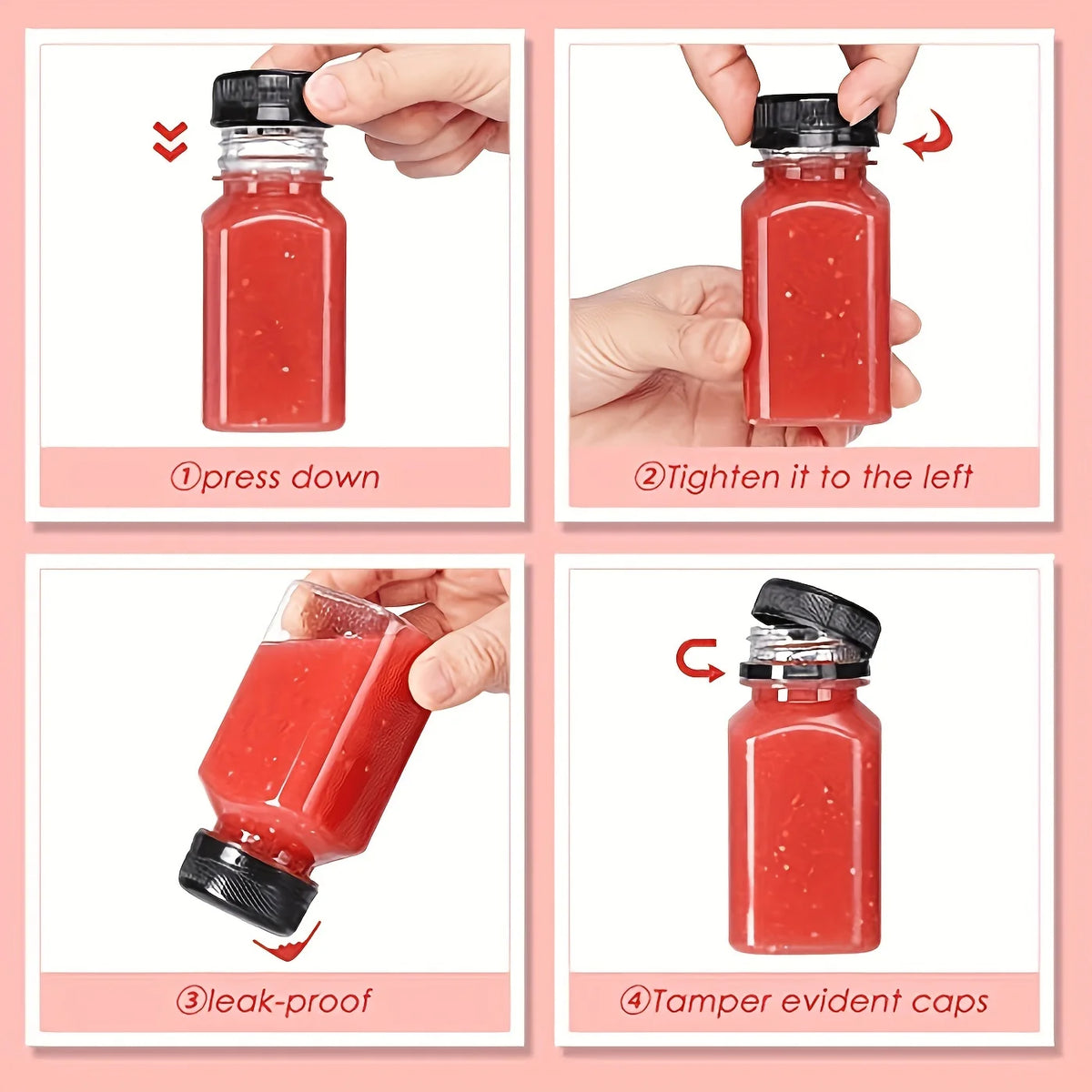 10-Pack Leak-Proof Clear Plastic Juice Bottles 150ml–500ml Plastic Drink Bottles QXL