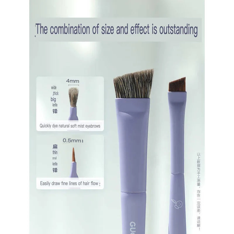 Double-Headed Angled Eyebrow Brush | Badger Hair Blade Tip Eyebrow Makeup Brush QXL