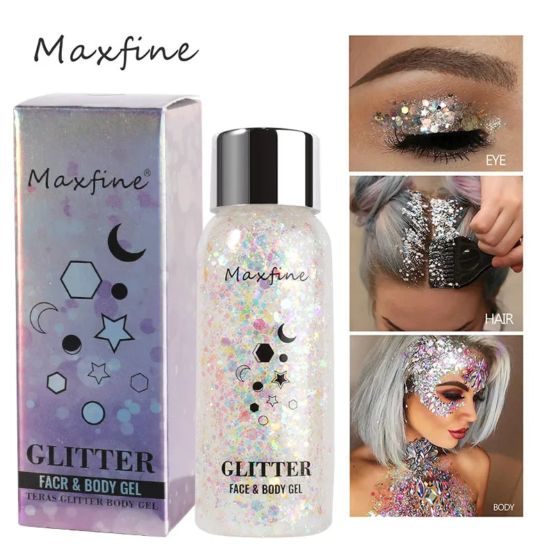 MAXFINE Body Glitter Gel – Face, Hair & Sequins Body Glitter Gel QXL
