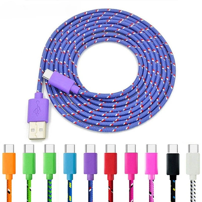 Nylon Braided USB-A to USB-C Cable 2A Fast Charge | 0.5M–3M USB-C Charging Cable QXL