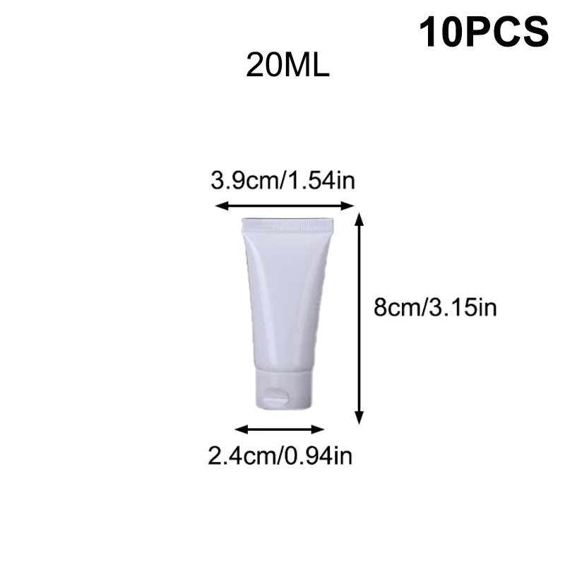 10-Pack Empty Refillable Squeeze Tubes 15–100ml | Travel Size Cosmetic Squeeze Tubes QXL B