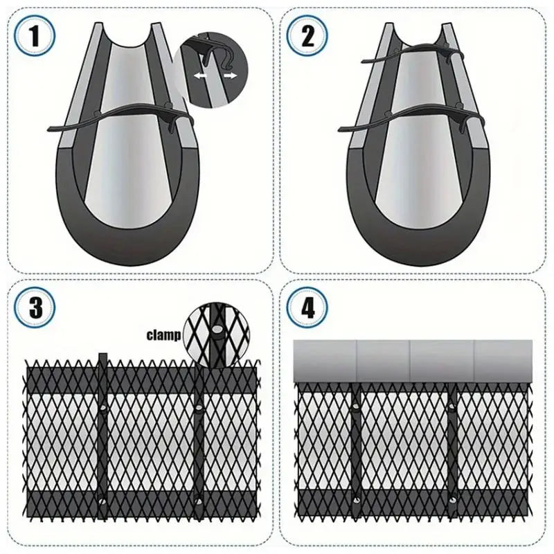 Plastic Gutter Guard Mesh Roll & 10 Hooks | Leaf & Bird Blocker Gutter Guard Mesh QXL