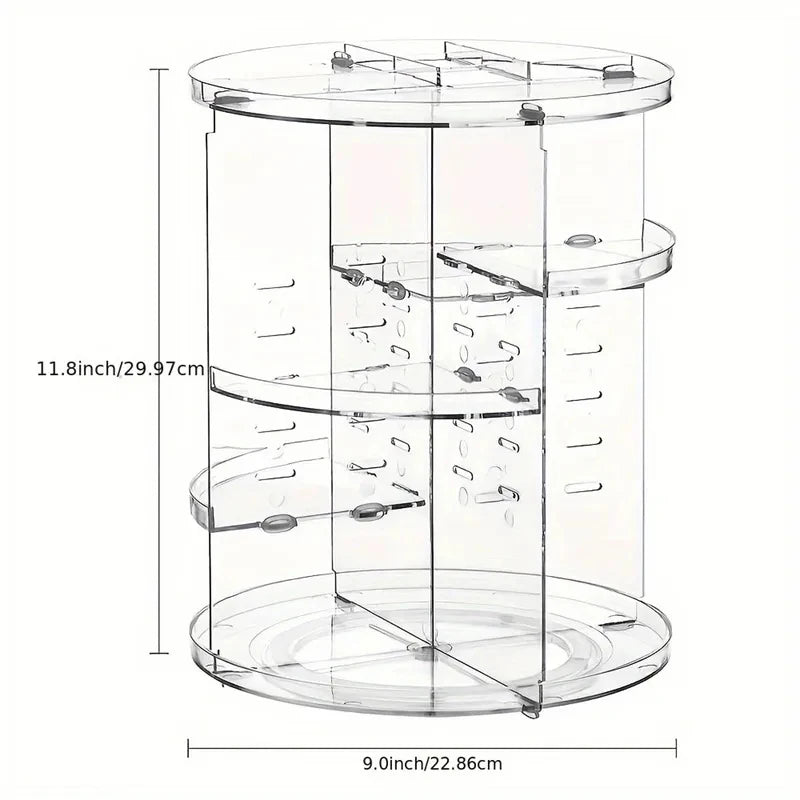 Clear 360° Rotating Makeup Organizer | Countertop Cosmetic Shelf Makeup Organizer QXL