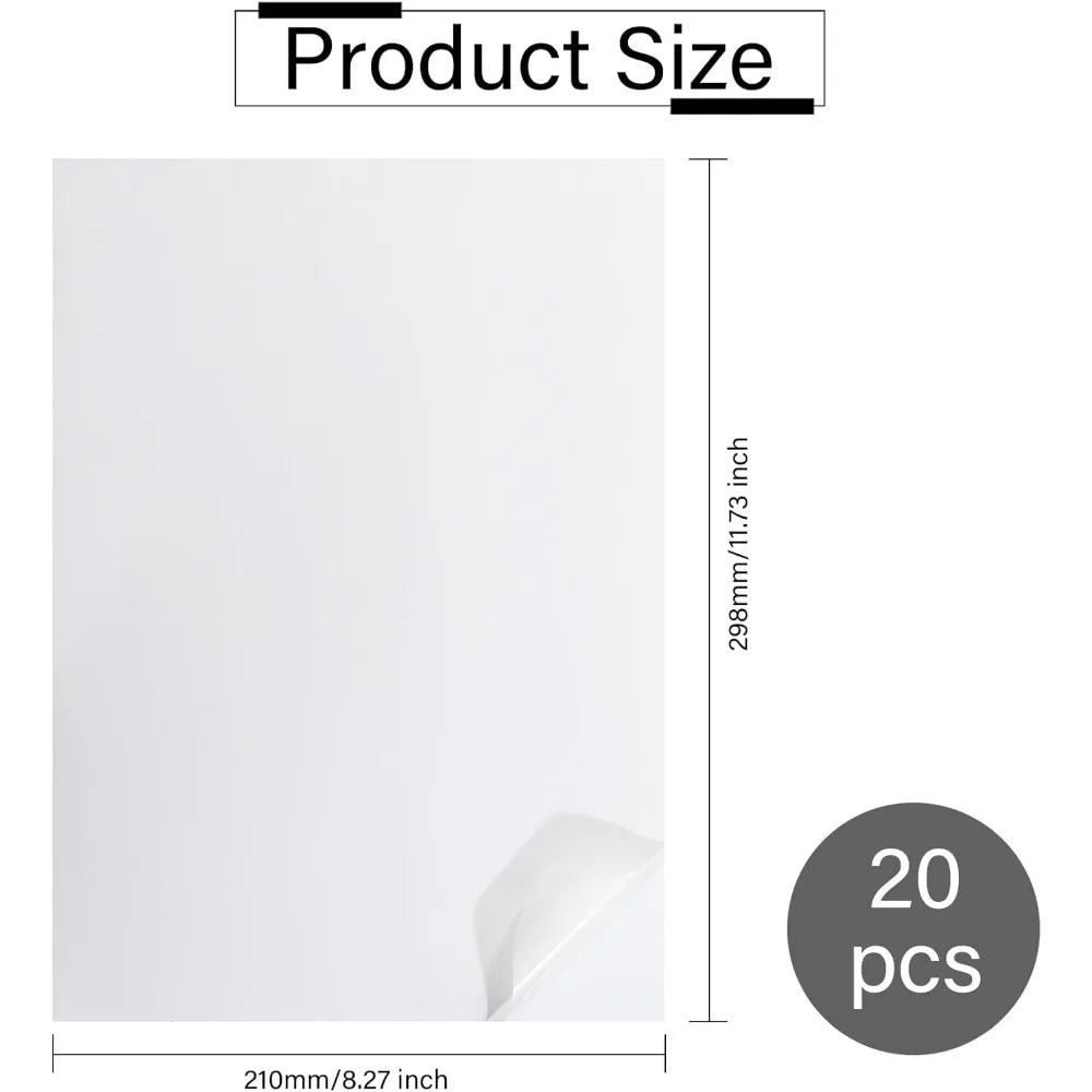 A4 Printable Vellum Self-Adhesive Paper 20-Pack | Laser Printer Printable Vellum Paper QXL