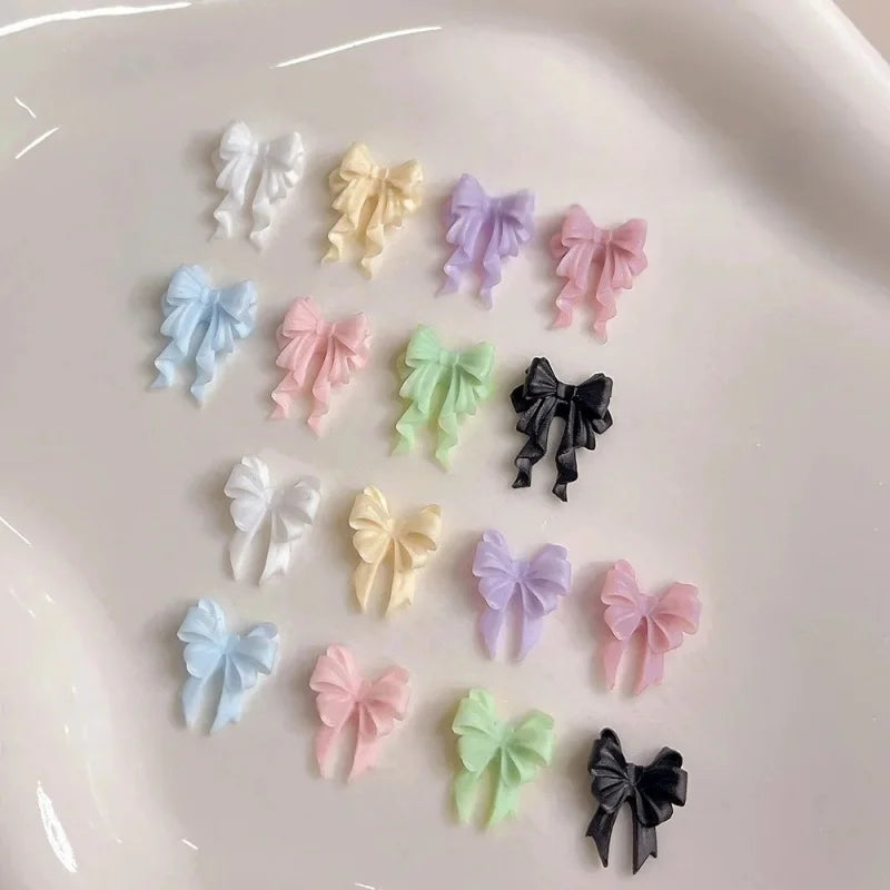 20-Pc 3D Resin Ribbon Bow Nail Charms | Japanese Nail Art Decor Nail Art Charms QXL