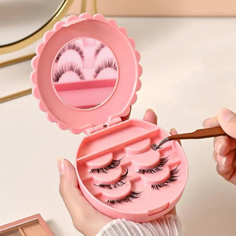 False Eyelash Storage Box with Mirror – Pink Bowknot Case Eyelash Storage Case QXL