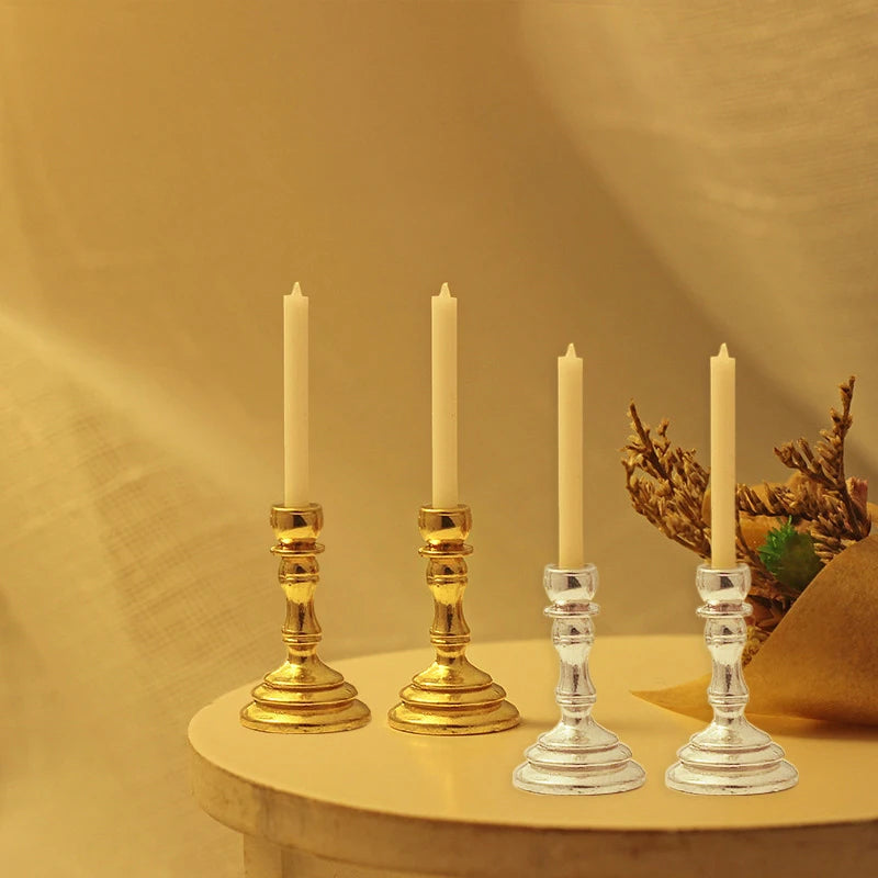 1:12 Dollhouse Miniature Candle Holders – Candelabra Pair Dollhouse Miniature QXL