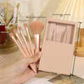 5-Piece Mini Makeup Brush Set with Mirror | Travel Ready Mini Makeup Brush Set QXL apricot 5pcs