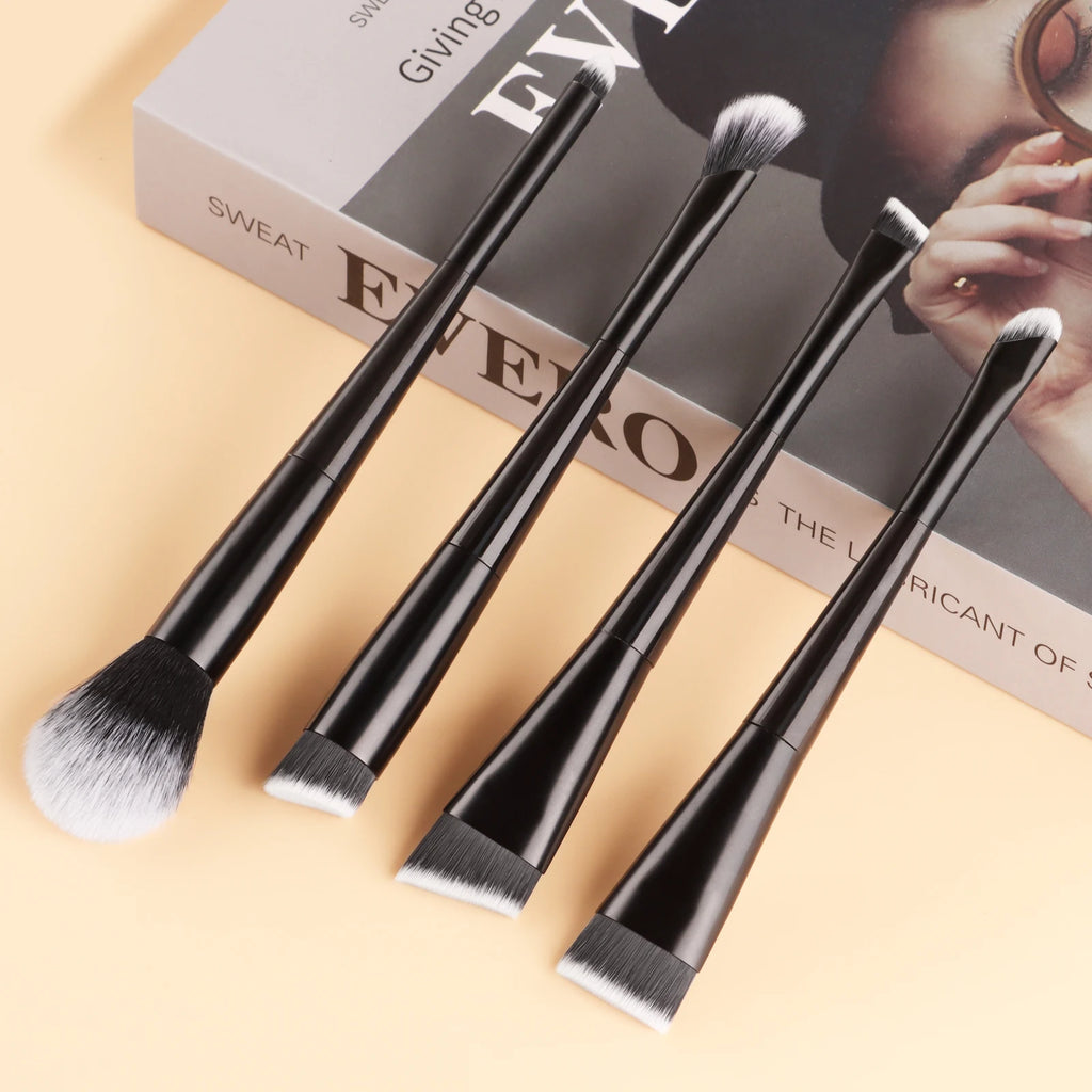 Ronshadow 4-Pc Dual-Sided Makeup Brush Set | Full Face Kit Dual-Sided Makeup Brushes QXL