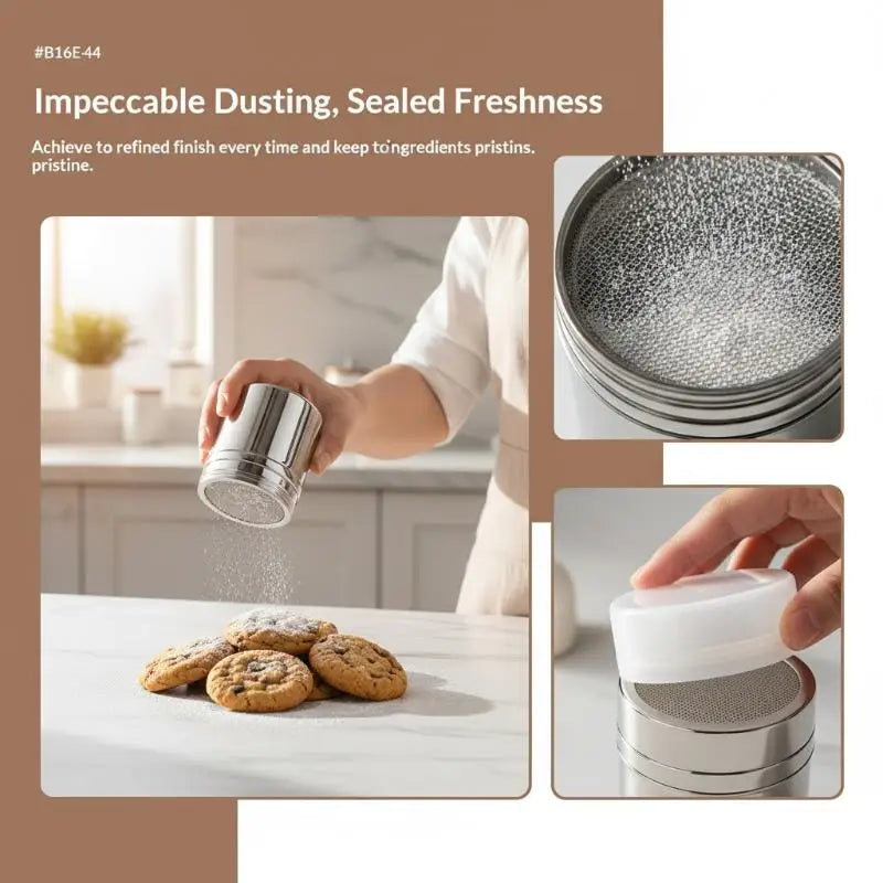 Stainless Steel Coffee Duster & Cocoa Sifter with Cover Cocoa Powder Sifter QXL