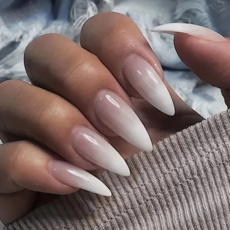 Water Drop French Pointed Clear False Nail Tips | ABS Set False Nail Tips QXL