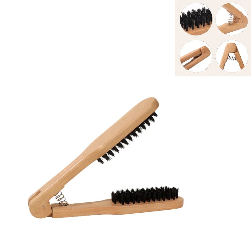 Double-Sided Anti-Static Hair Brush Comb | Wooden Handle Hair Brush Comb QXL