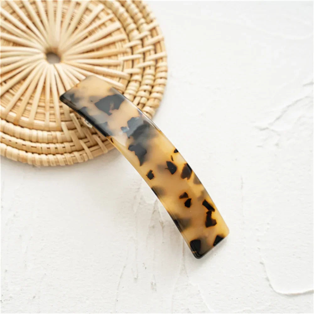Acetate Spring Hair Clip | Tortoiseshell Geometric Barrette Hair Clip Barrette QXL B