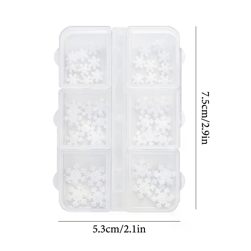 6-Grid Christmas Nail Charms | Snowflake Beads & Rhinestones Nail Art Charms QXL