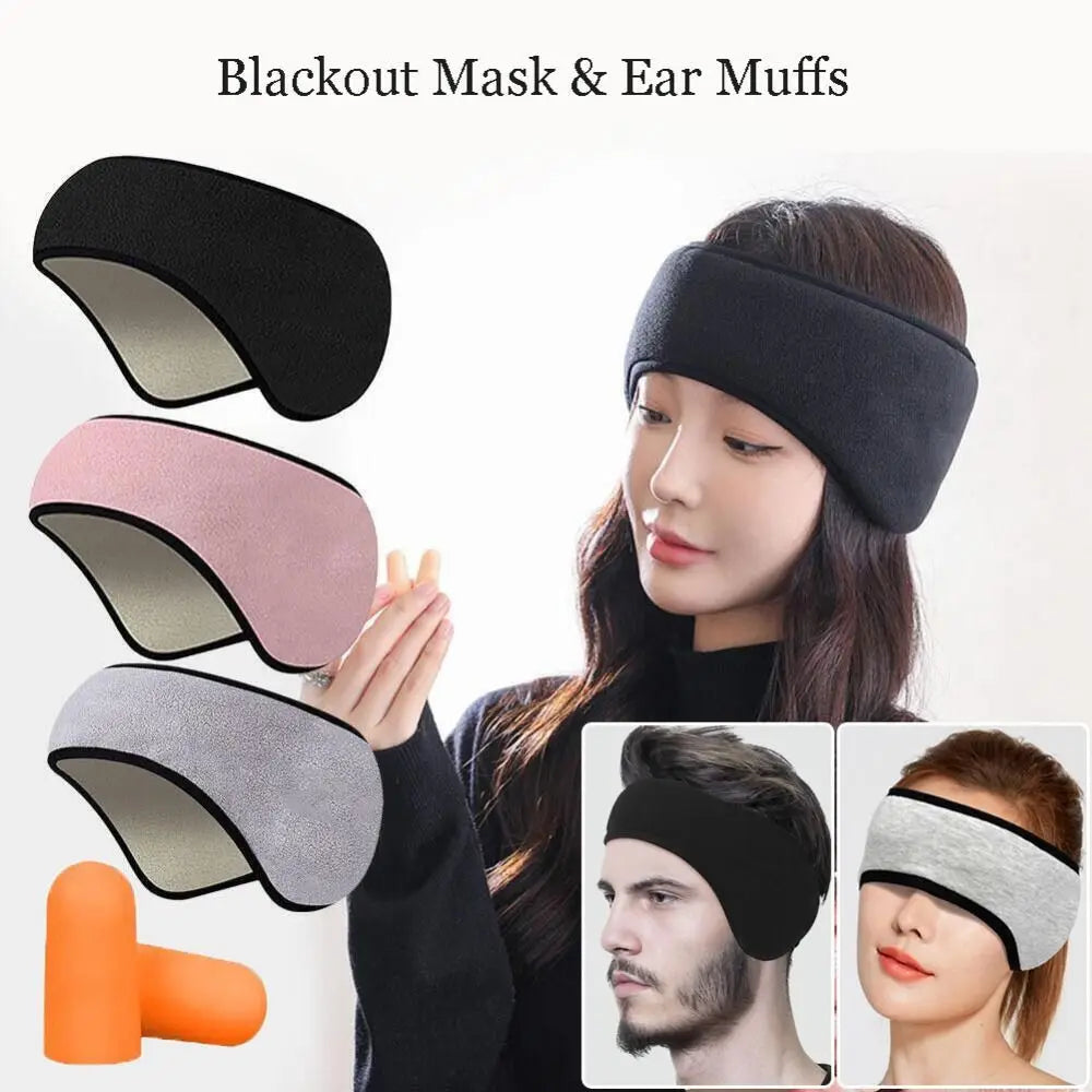 2-in-1 Blackout Sleep Mask with Noise-Reducing Ear Muffs Sleep Mask QXL