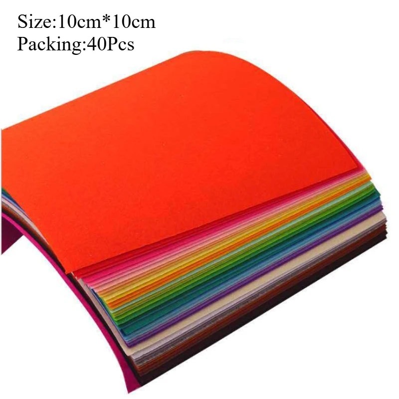 40-Piece Colored Felt Fabric Squares 10×10cm | DIY Craft Kit Felt Craft Fabric QXL 40Pcs 10cmX10cm