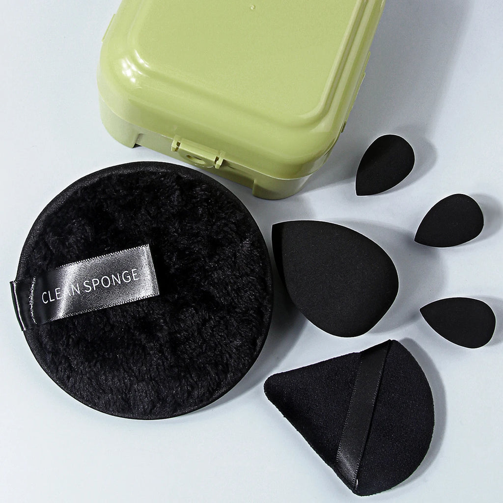 KOSSHOW 6-Pc Black Makeup Sponge Set & Storage Box Makeup Sponge Set QXL