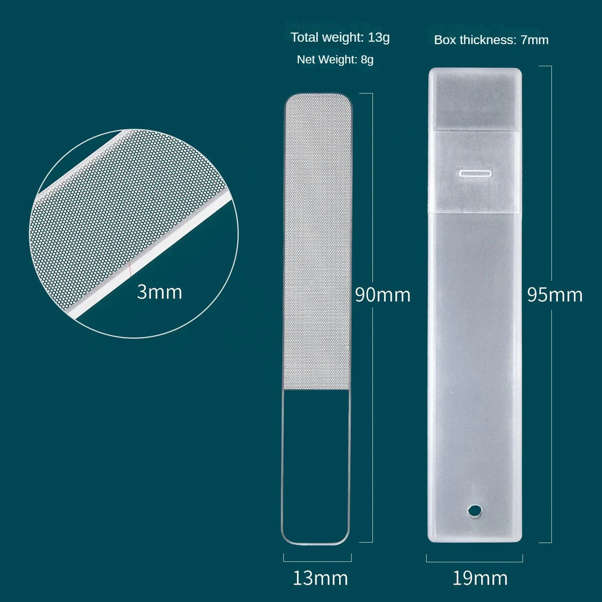 vvocci Nano Glass Nail File with Case | Manicure Buffer Glass Nail File QXL M186 Square