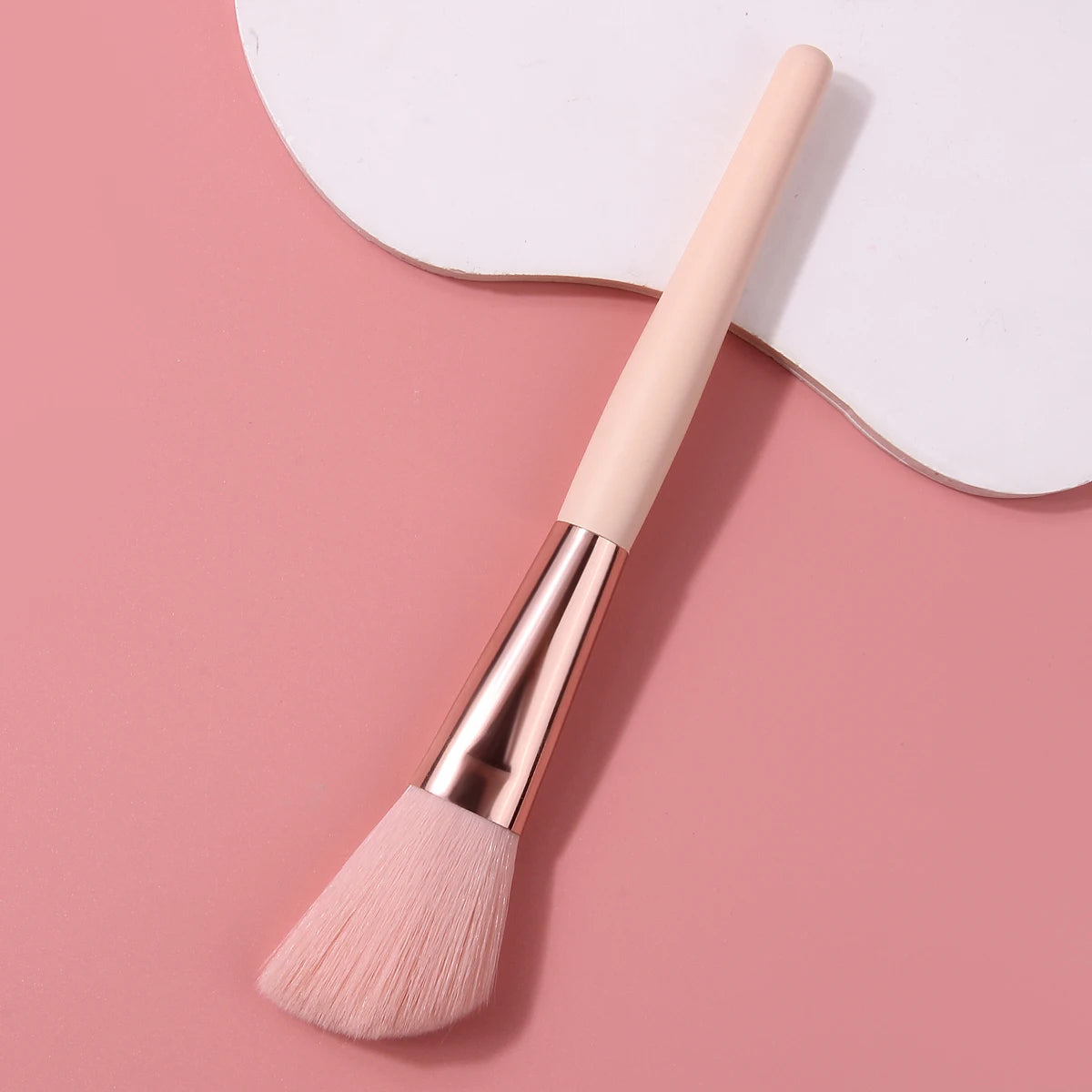 KOSSHOW Tilted Blush Brush | Wood Handle & Rose Gold Ferrule Blush Makeup Brush QXL