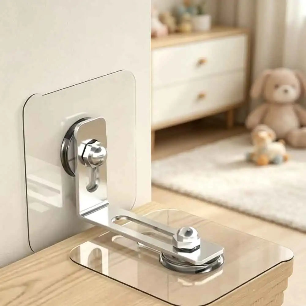 No-Drill Child Safety Cabinet Lock & Anti-Tip Furniture Strap Child Safety Lock QXL