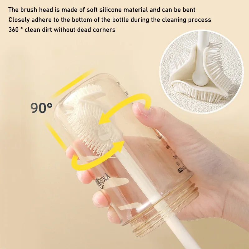Foldable 360° Silicone Bottle Brush | Long Handle Cup Cleaner Bottle Cleaning Brush QXL