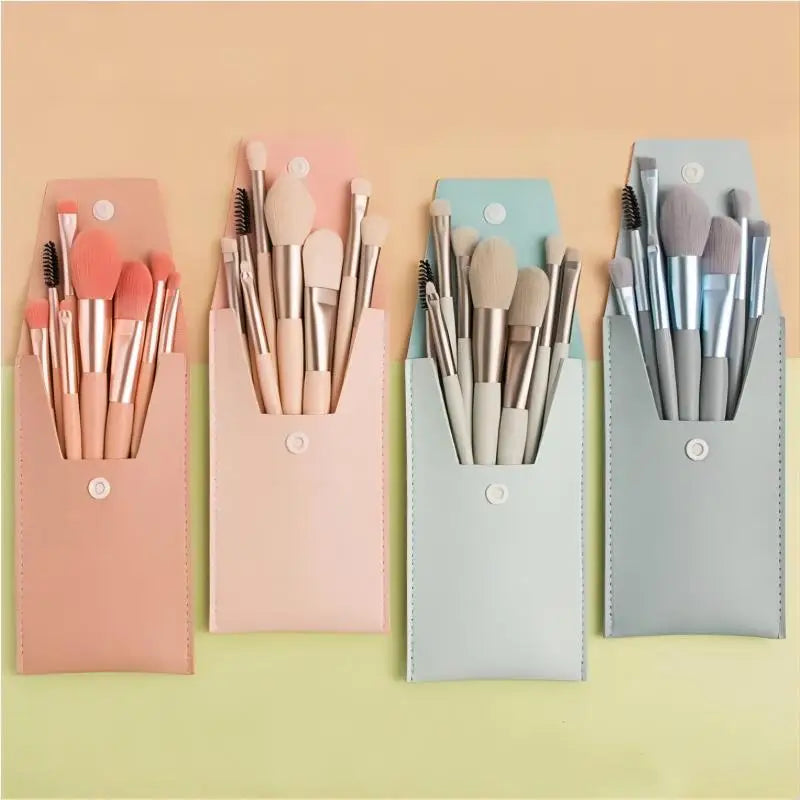 Portable 8-Piece Soft Makeup Brush Set | Foundation & Blush Makeup Brush Set QXL