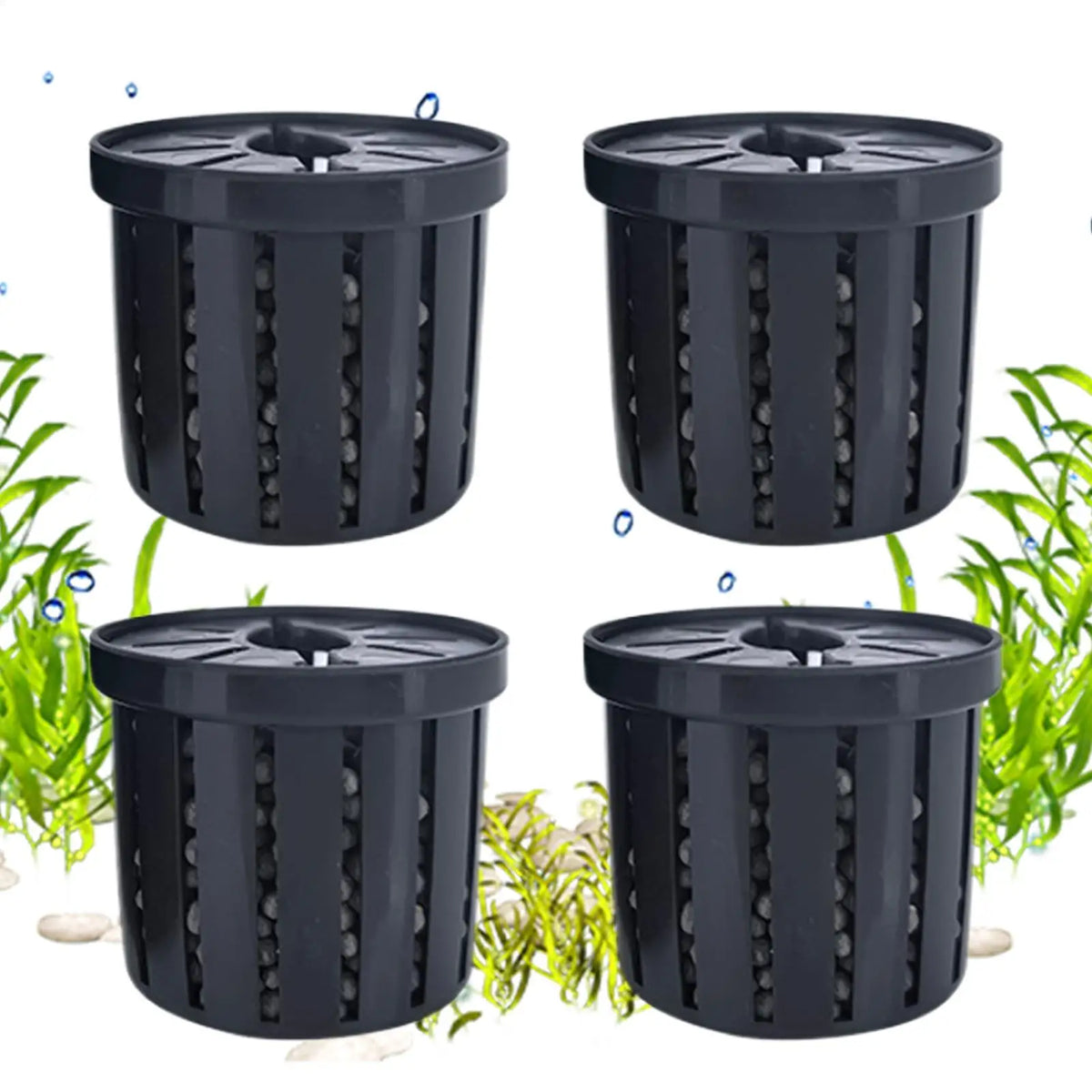 4-Pack Aquarium Plant Basket Pots | Fish Tank Hydroponic Holder Aquarium Plant Basket QXL