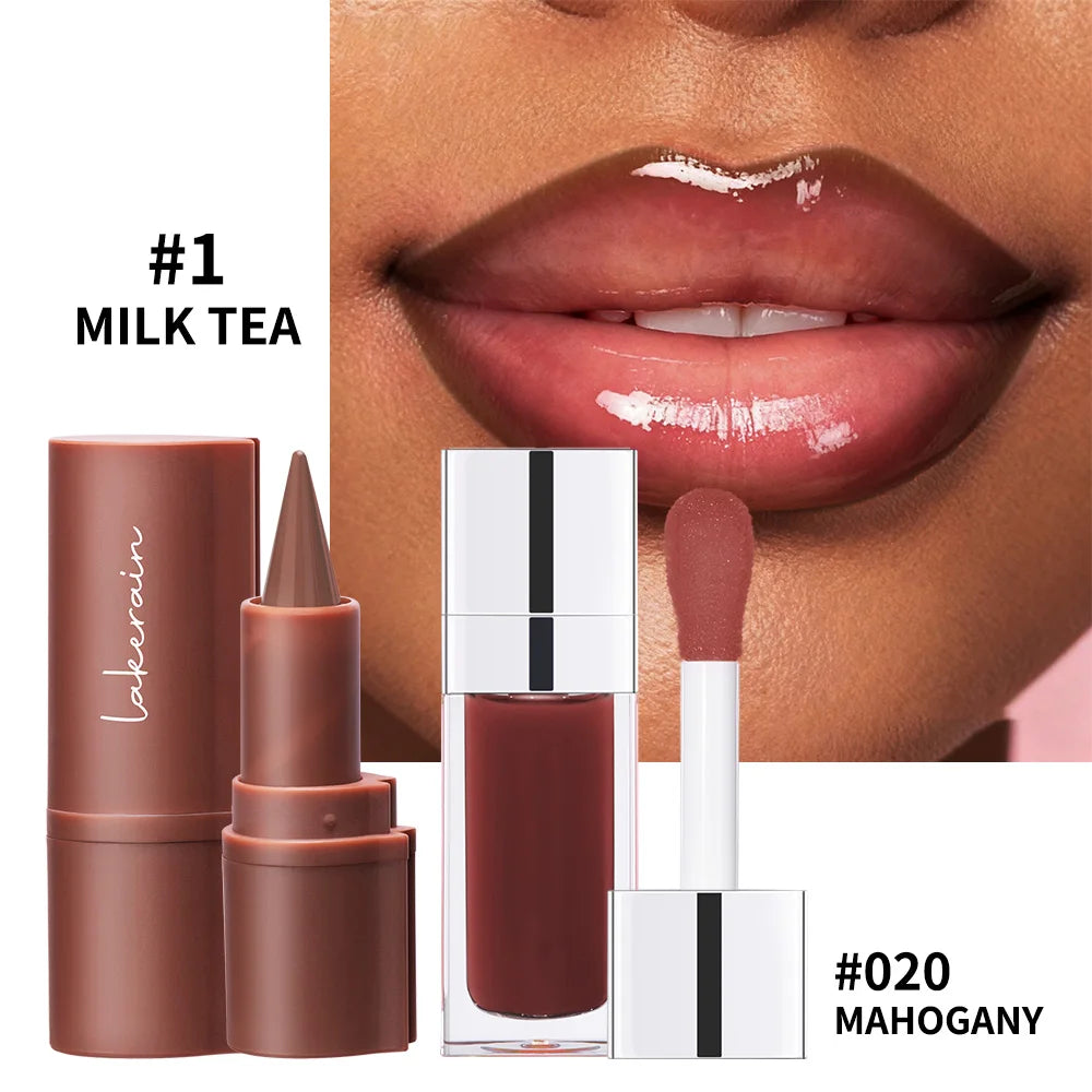Lip Liner & Lip Gloss Set | Long-Lasting Moisturizing Duo Lip Liner Gloss Set QXL SET 1