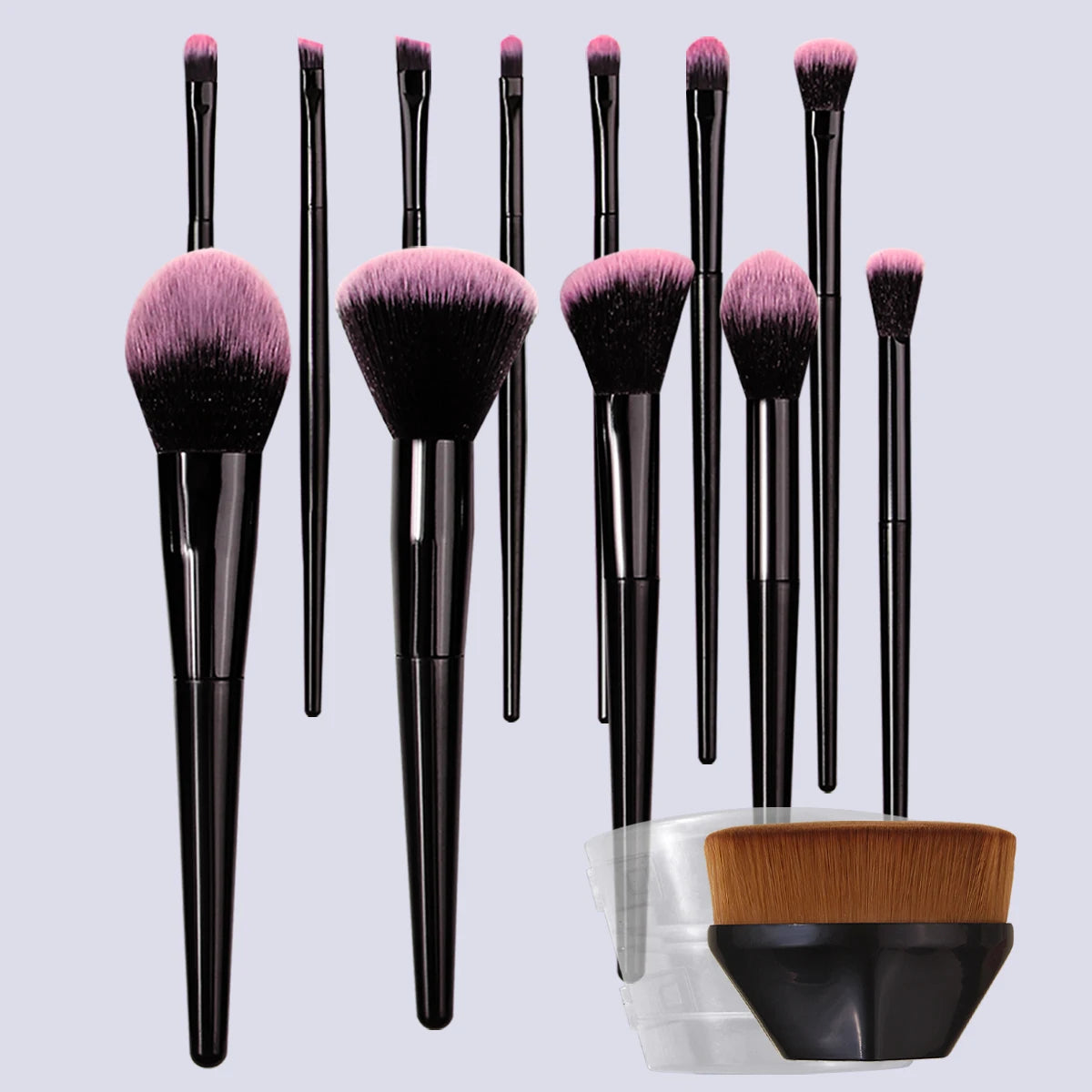 KOSSHOW 13-Pc Black Makeup Brush Set with Box | Full-Face & Eye Makeup Brush Set QXL black