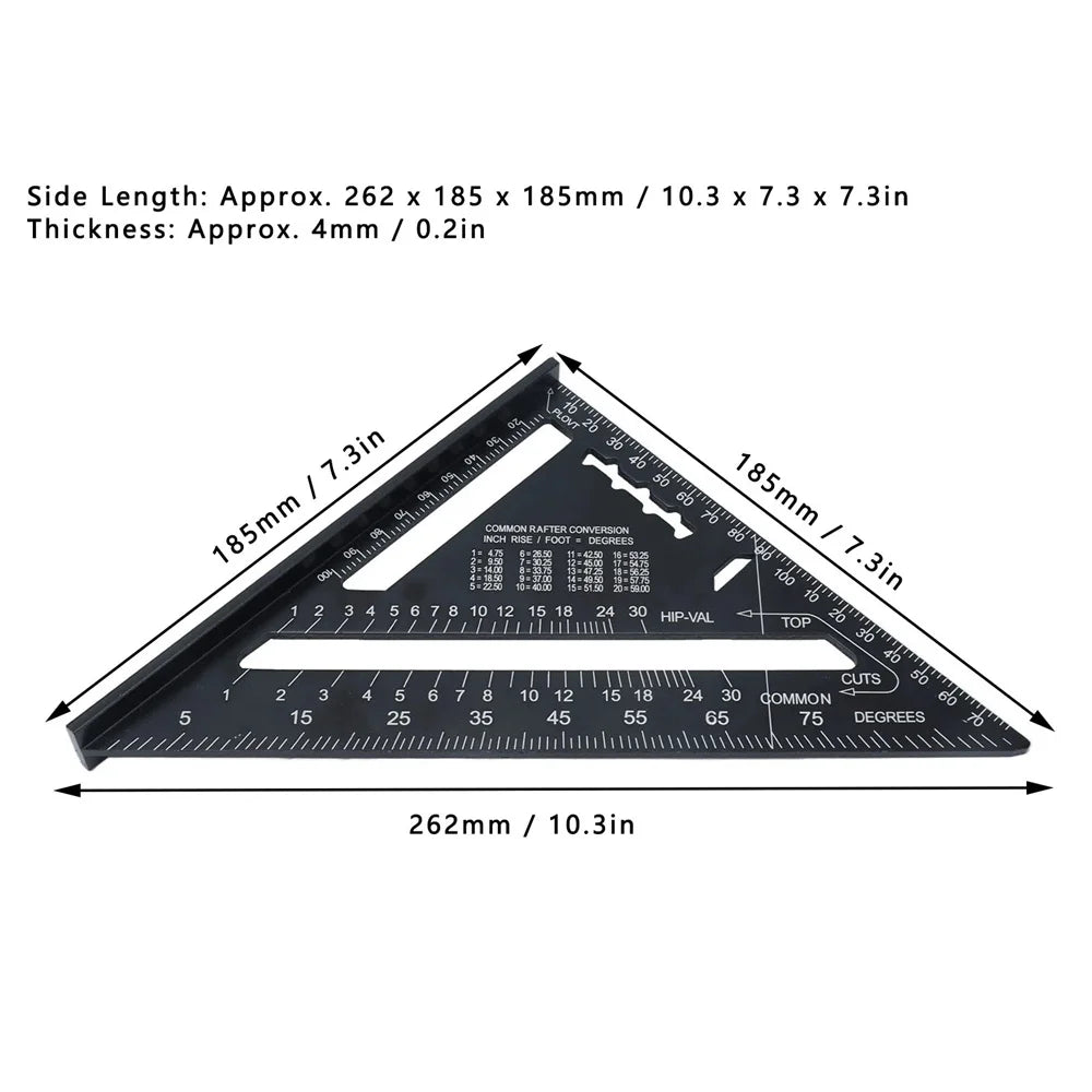 7" Aluminum Speed Square Triangle Ruler – Woodworking Tool Speed Square Ruler QXL