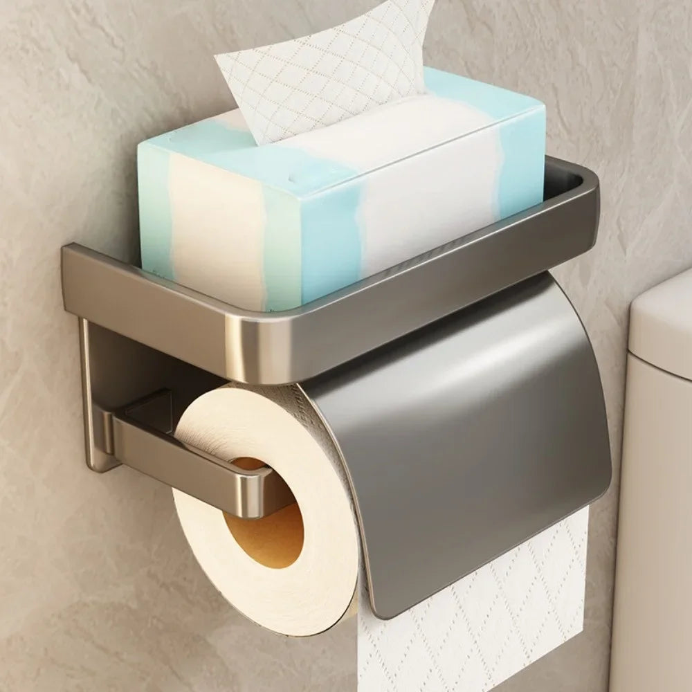 Aluminum Toilet Paper Holder – Rust-Proof, Ventilated & Splash Guard Toilet Paper Holder QXL