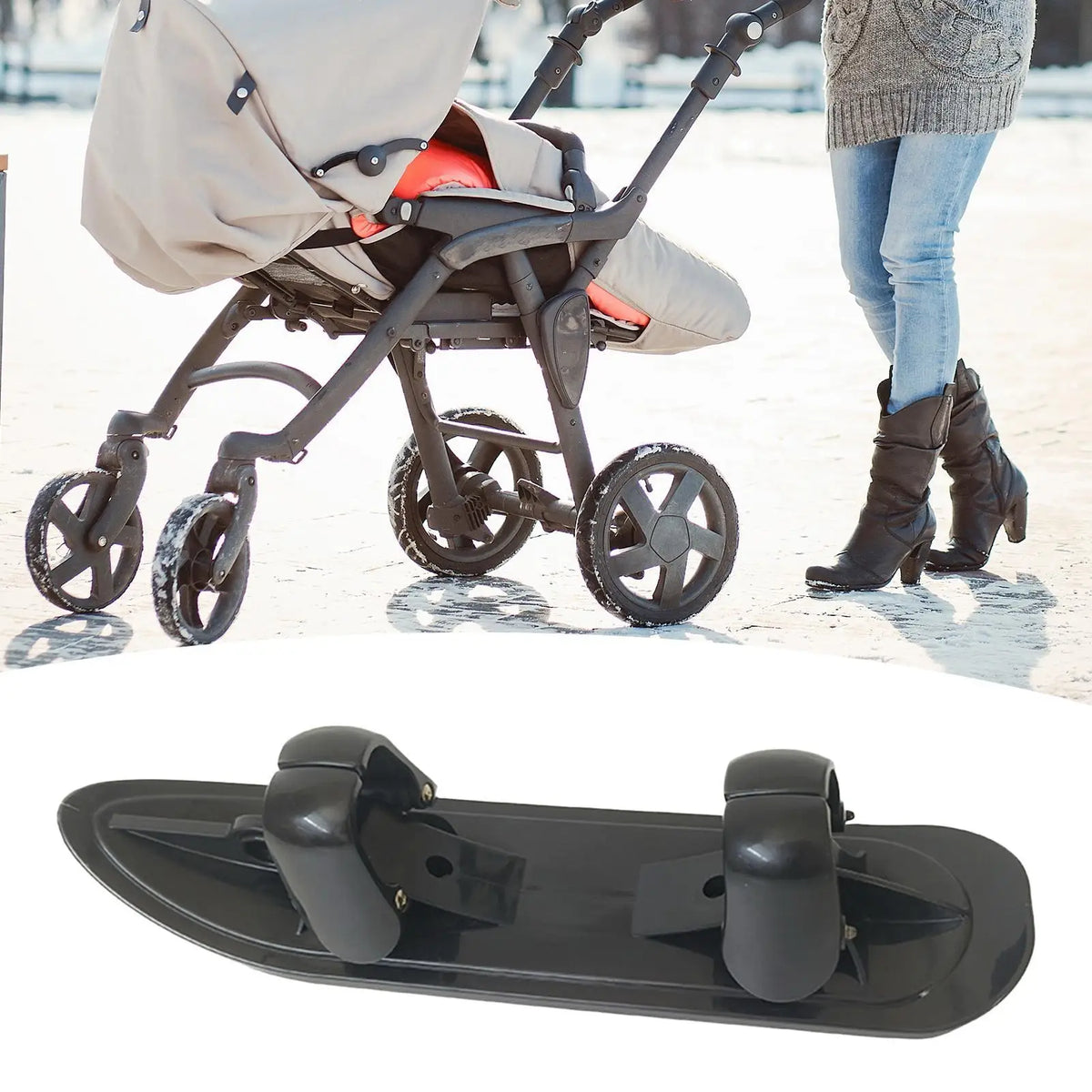 2-in-1 Stroller Ski Sled Conversion Attachment for Scooters Ski Sled Attachment QXL
