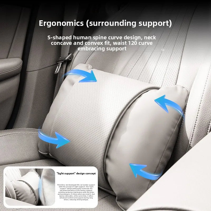 Luxury Car Headrest & Lumbar Cushion | Ergonomic Support Car Seat Cushion QXL