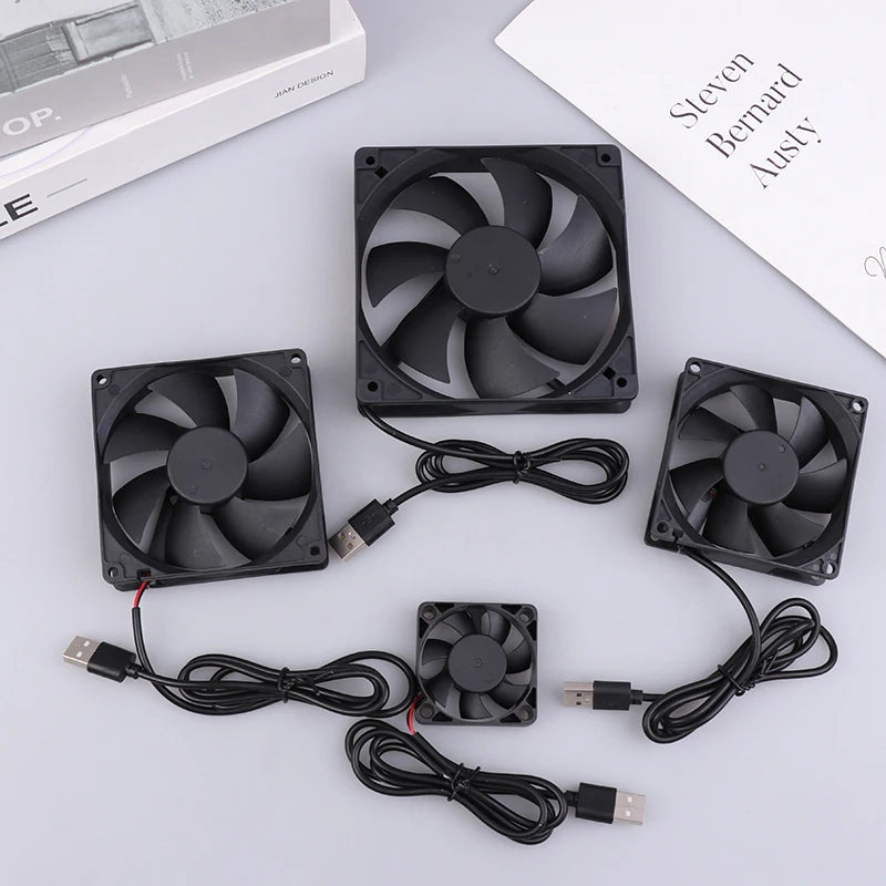 5V USB Brushless Cooling Fan 50–120mm | Router, TV Box, PC USB Cooling Fan QXL