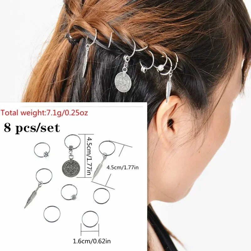Metal Hollow Hair Braid Rings & Cuffs | Gold Dreadlock Beads Hair Braid Cuffs QXL 8pcs