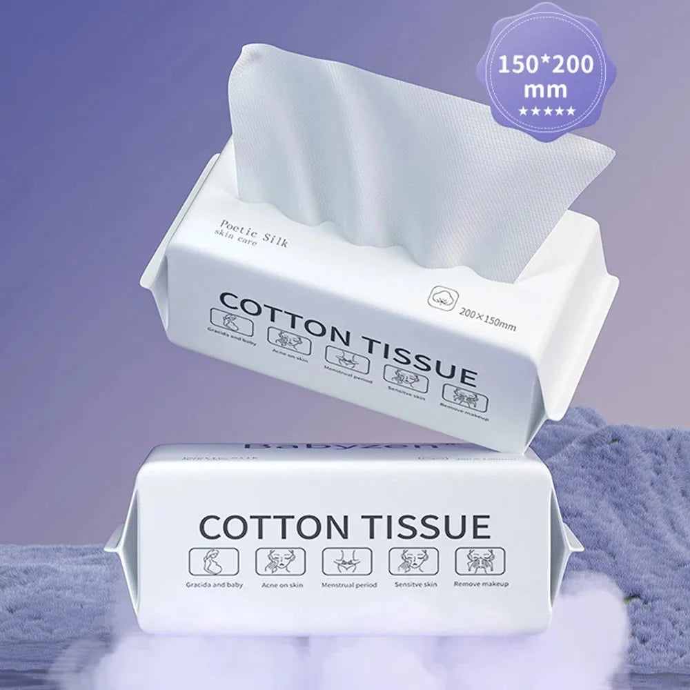 100-Pack Biodegradable Cotton Facial Towels | Makeup Remover Pads Disposable Facial Pads QXL