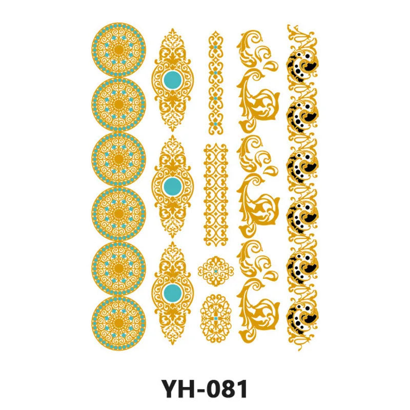 Waterproof Gold & Silver Metallic Temporary Tattoo Stickers Temporary Tattoo Sticker QXL