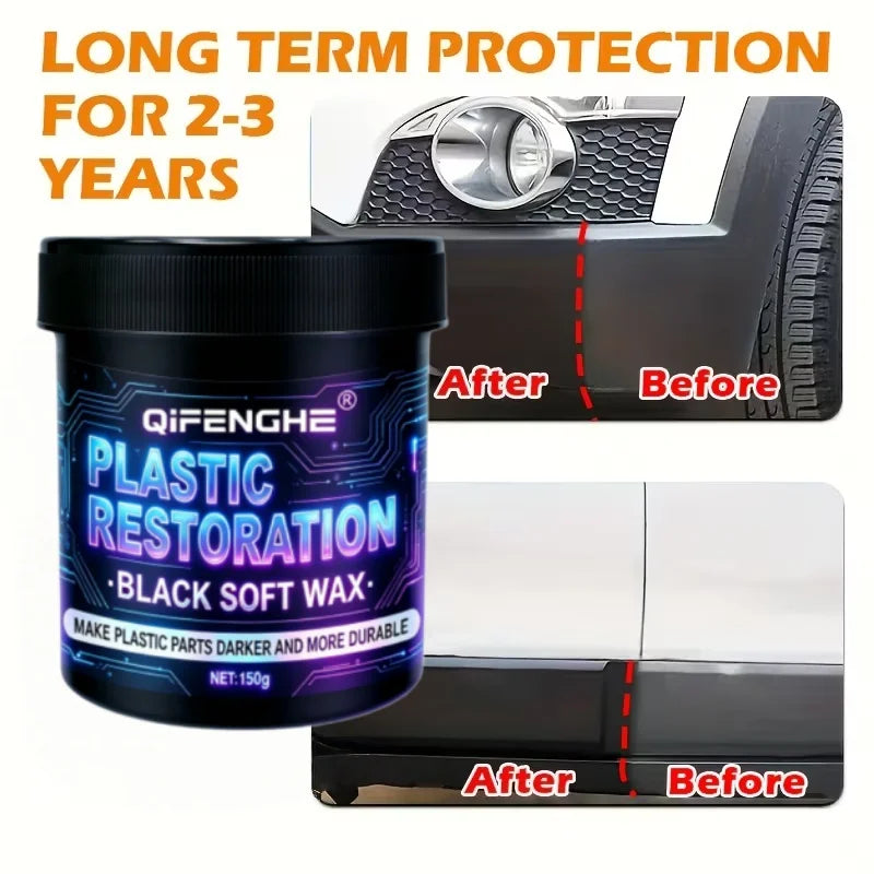 Plastic Restoration Wax & Sponge | Restores Faded Black Trim Car Plastic Restorer QXL