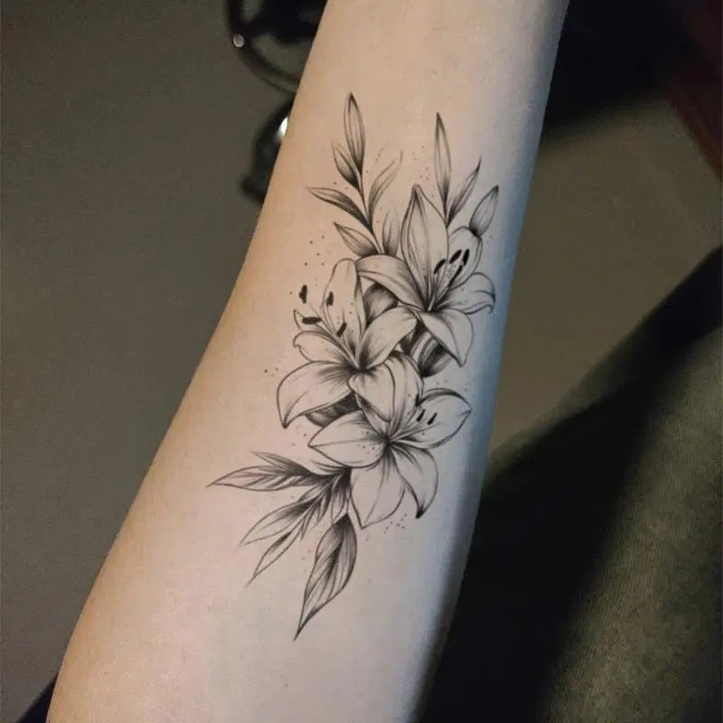 Flower Temporary Tattoo Sticker | Waterproof, Lasts 15 Days Temporary Tattoo Sticker QXL