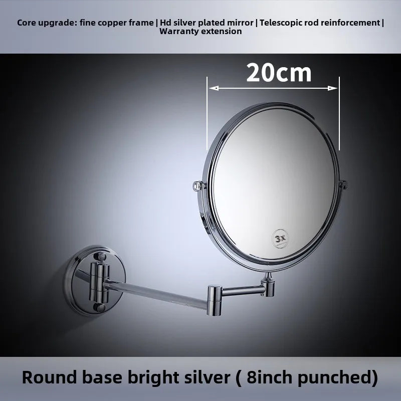 Wall Mounted Makeup Mirror 3X Magnification 360° Rotating 6/8" Vanity Wall Mirror QXL 8 inch round bottom