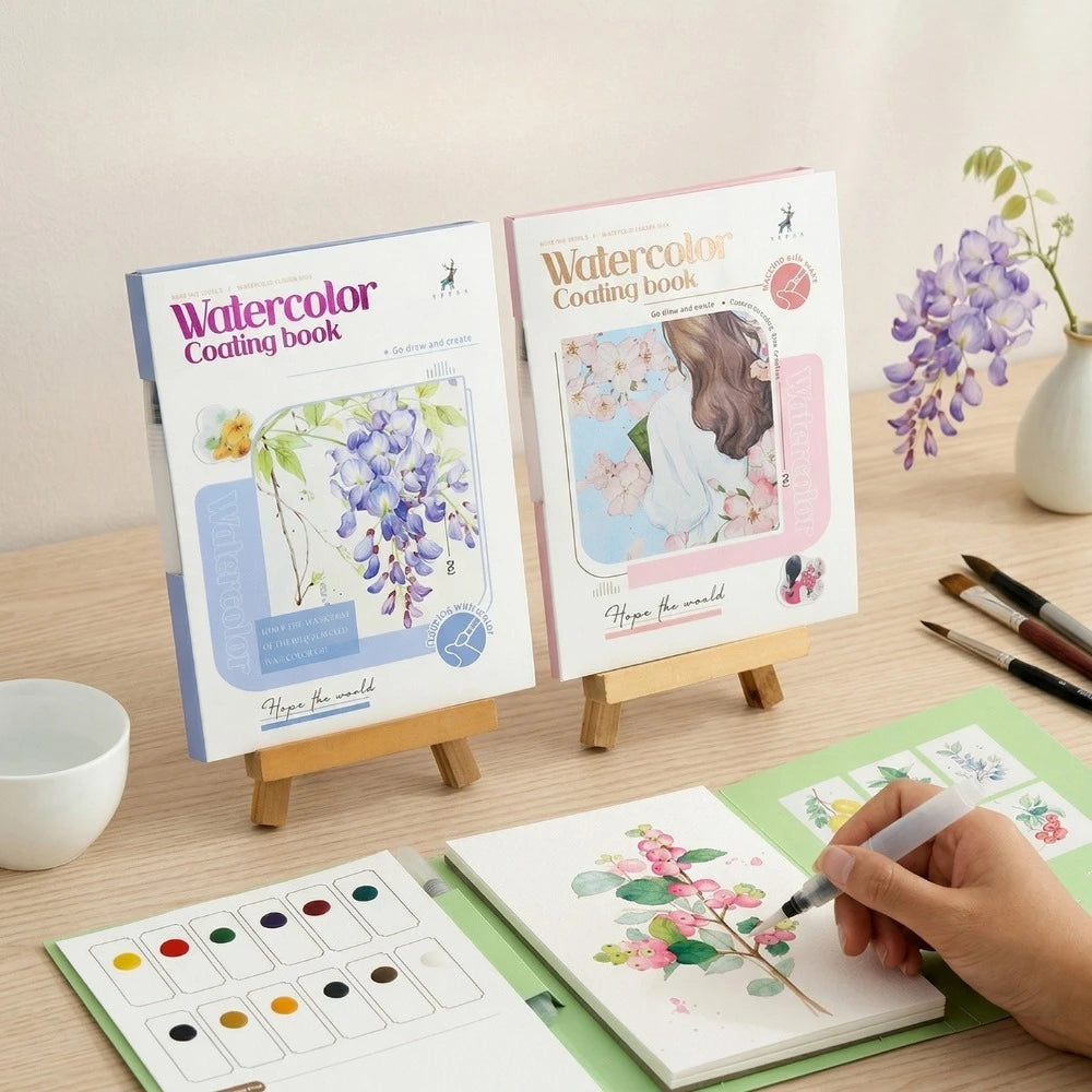 Adult Watercolor Painting Book | 3-Fold Layout & Pigments Watercolor Painting Book QXL