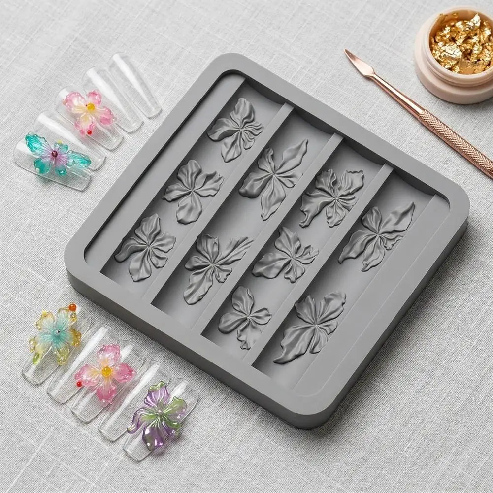 3D Flower Silicone Nail Art Mold | DIY Floral Manicure Stencil Nail Art Mold QXL