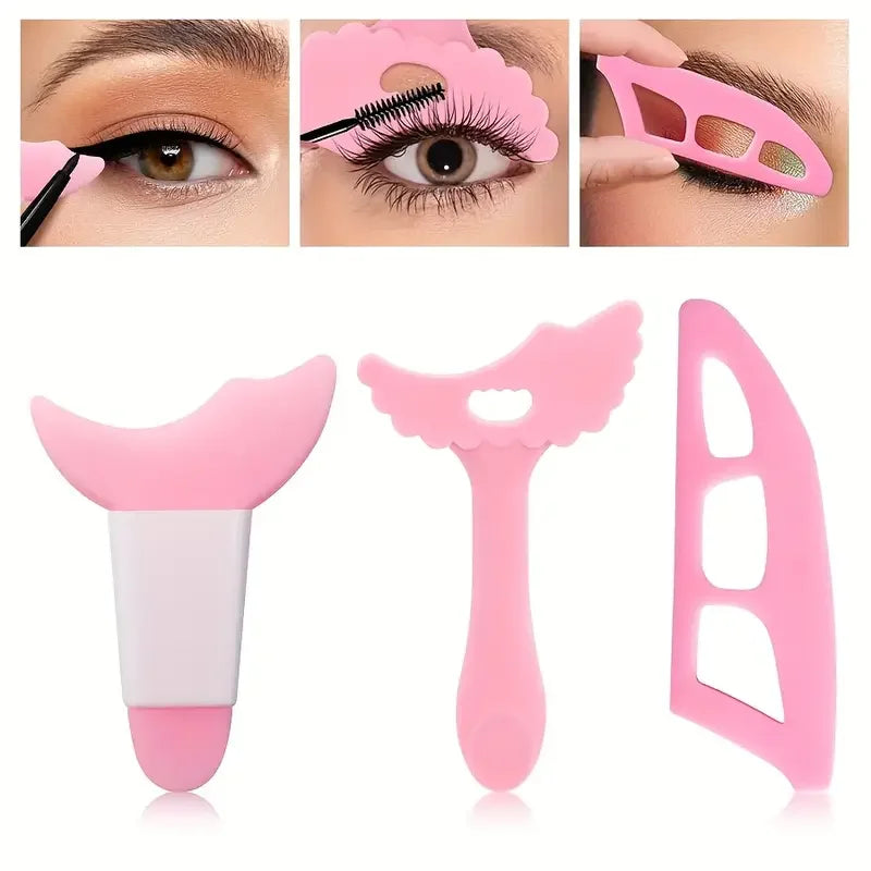 3-Piece Silicone Makeup Stencils | Wing, Liner & Lip Aid Makeup Stencil Set QXL 3pcs