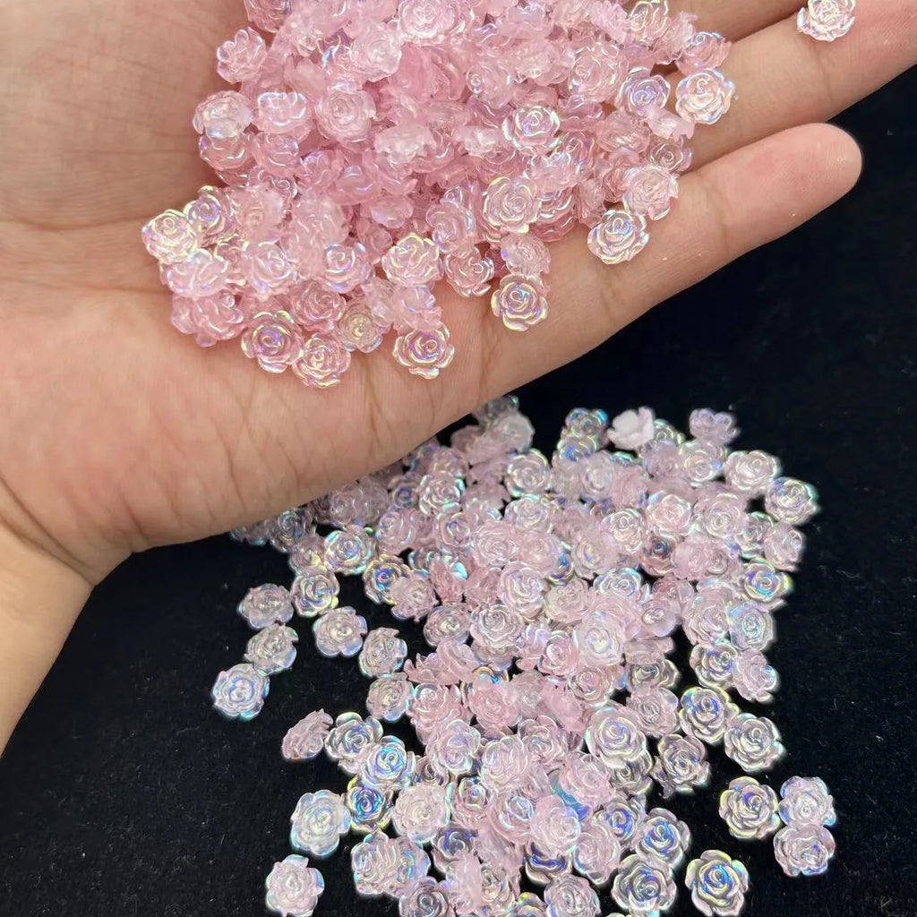 20-Pc 3D Aurora Camellia Nail Charms | Kawaii Resin Flowers 3D Nail Charms QXL