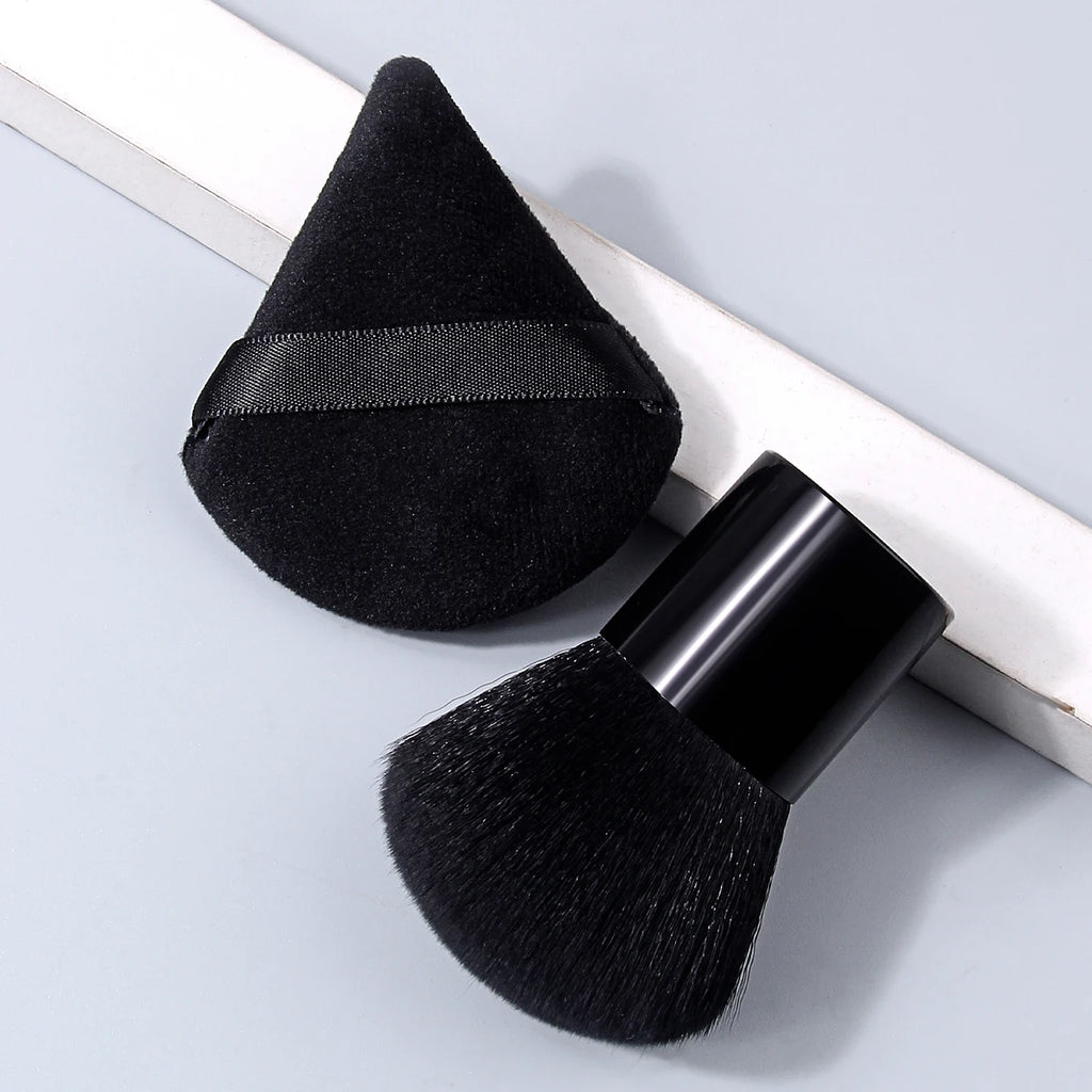 KOSSHOW 2-Pc Powder Brush & Puff Set – Blush & Bronzer Makeup Brush Set QXL