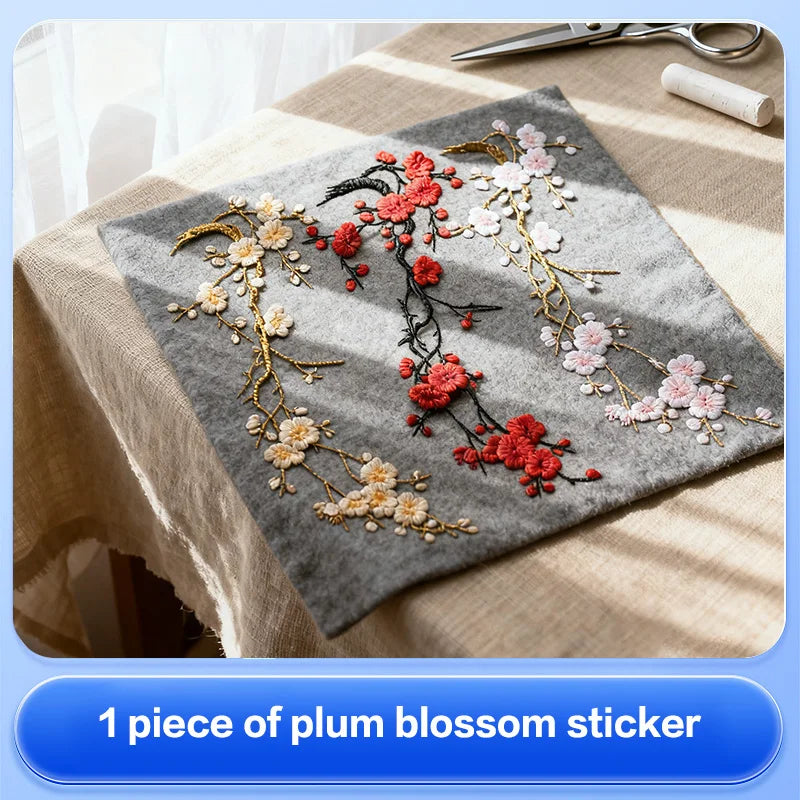 Embroidered Plum Blossom Iron-On Sew-On Fabric Patch Applique Embroidered Fabric Patch QXL