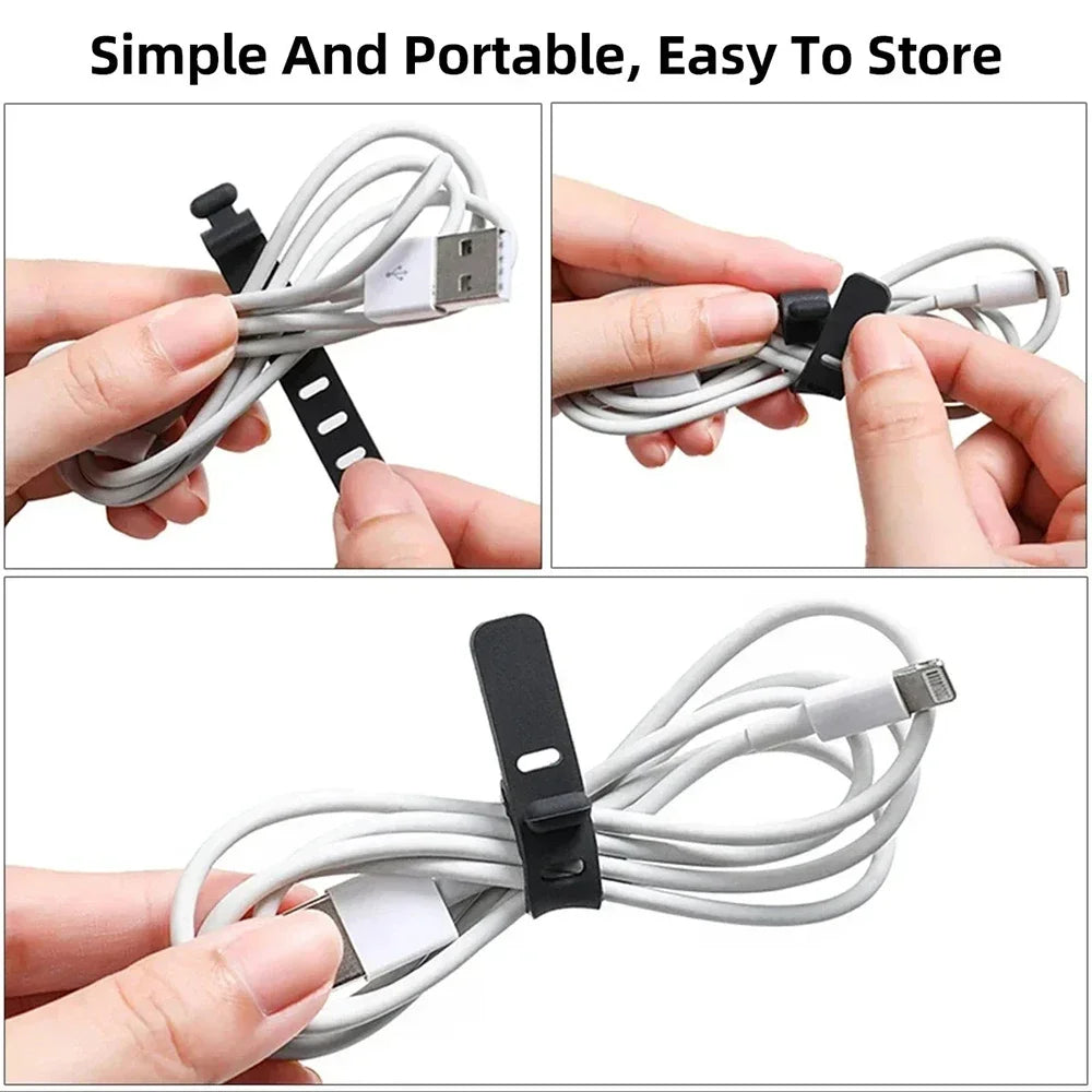 Silicone Cable Ties Organizer Clips | Cord Winder Straps Cable Management Clips QXL