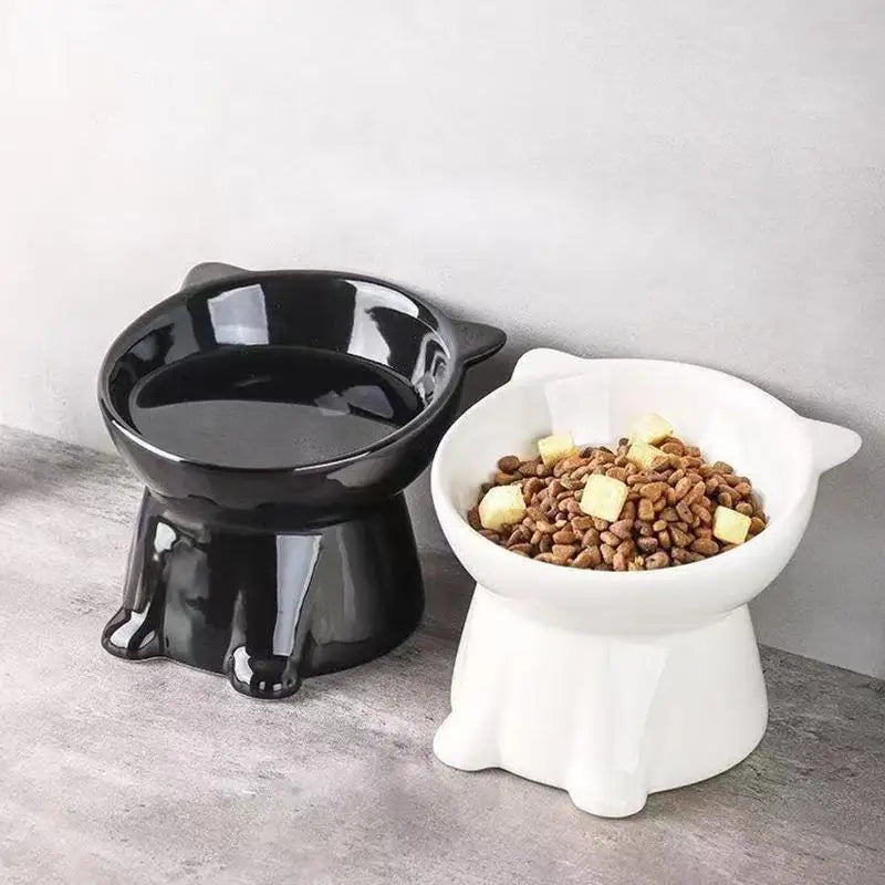 Raised Cat Bowl | Anti-Tip 15° Slanted Elevated Pet Feeder Elevated Pet Bowl QXL