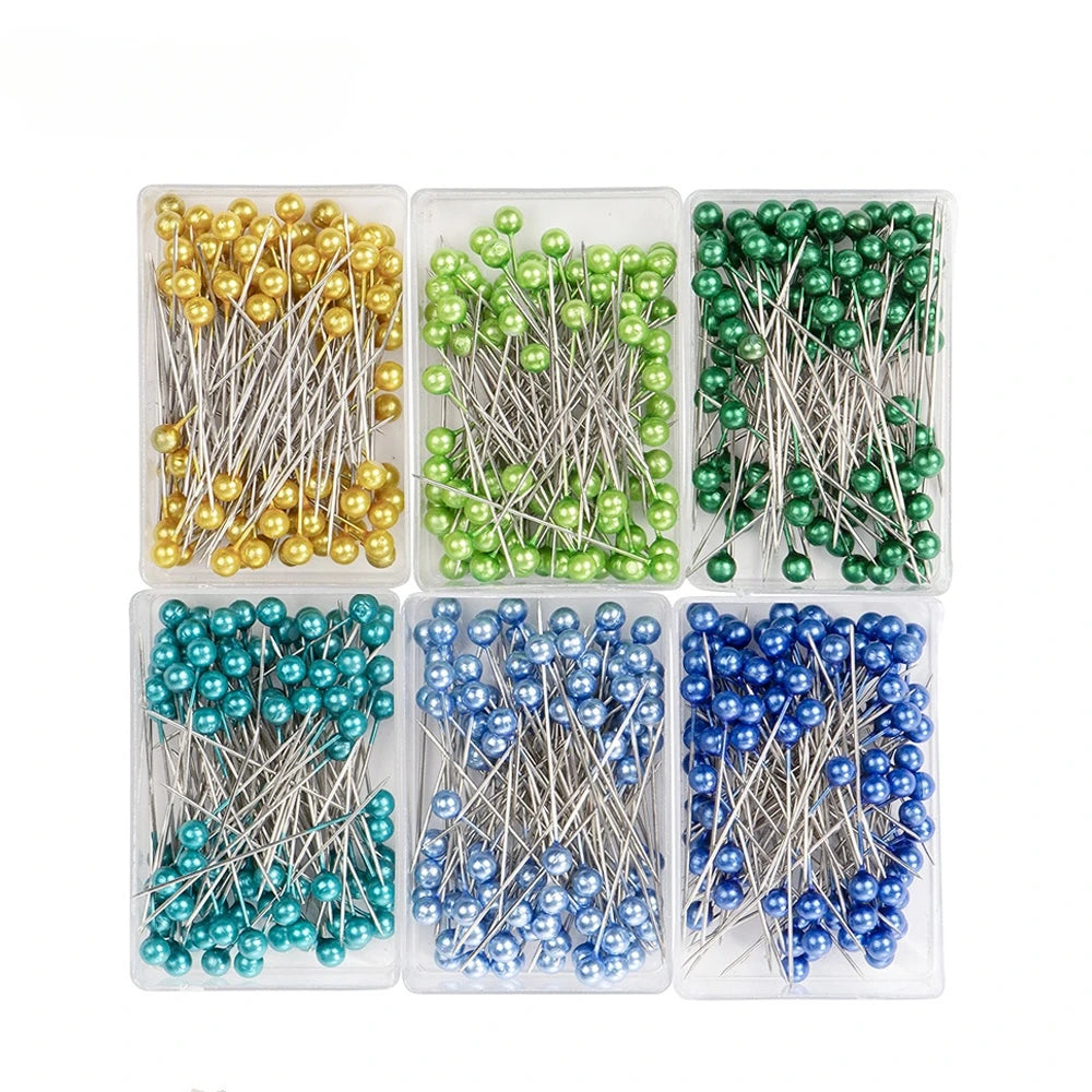 100-Pack Pearl Head Sewing Pins | 12 Colors Stainless Steel Sewing Pins QXL